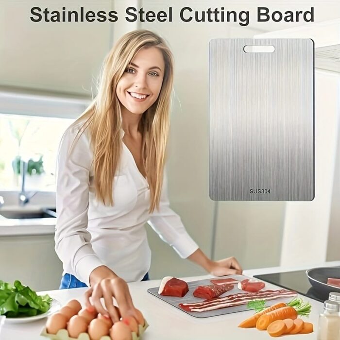 Premium Dual-Sided Titanium Alloy Cutting Board - Food-Grade Stainless Steel, Ideal for Kitchen and Dining Use