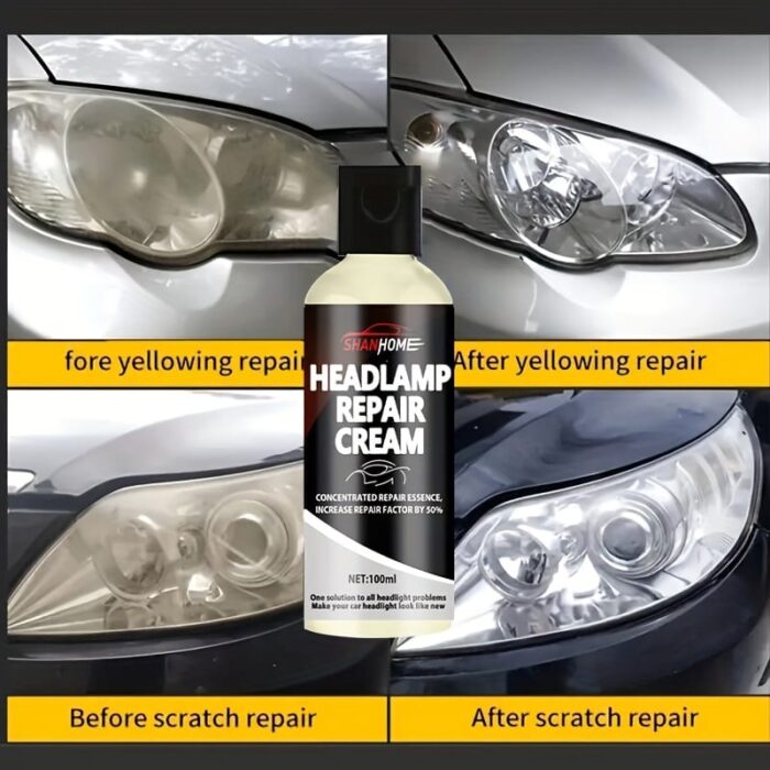 100ml Car Headlight Restoration Kit - Crystal Clear Coating for Enhanced Shine & Scratch Repair, Anti-Yellowing Treatment for Headlights, PE Material