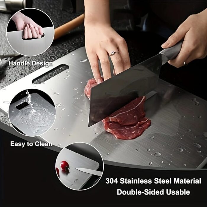 Premium Dual-Sided Titanium Alloy Cutting Board - Food-Grade Stainless Steel, Ideal for Kitchen and Dining Use