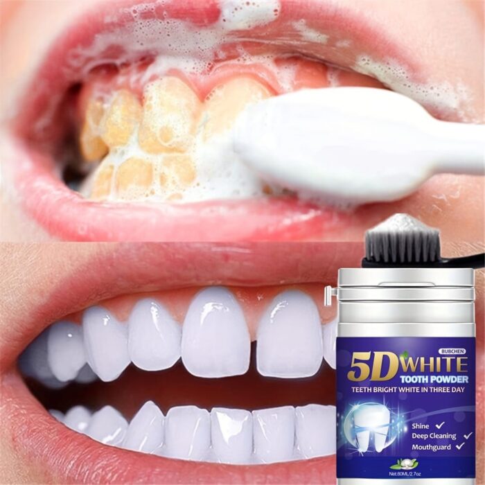 Polvo blanqueador de dientes, polvo limpiador dental, sabor a menta fresca