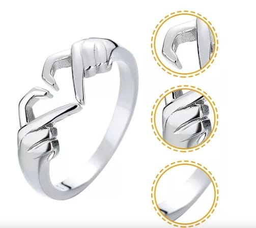 Anillo de dedo con forma de corazon plata