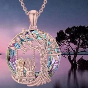 Collar Hermanas Columpio en el Árbol de la vida Oro Rosa