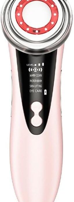 Masajeador facial con frío y calor antiarrugas rosa