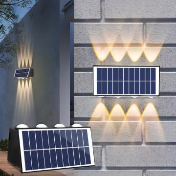 Lámpara solar de pared exterior con 8 LED