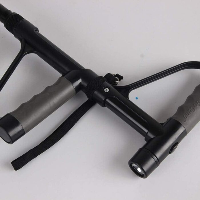 Bastón plegable de doble asa con linterna