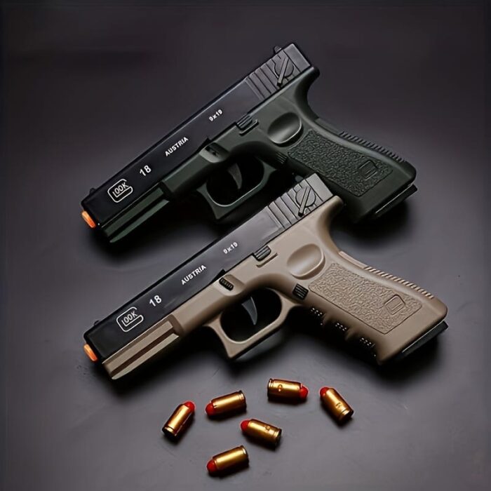 Automatic Pistol with Ejecting Shell and Automatic Rebound, Semi-Automatic Handgun for Boys and Teens 14+, Perfect for Halloween, Christmas, Birthday Gifts - Includes Soft Rubber Bullets, Plastic Material, Mixed Color