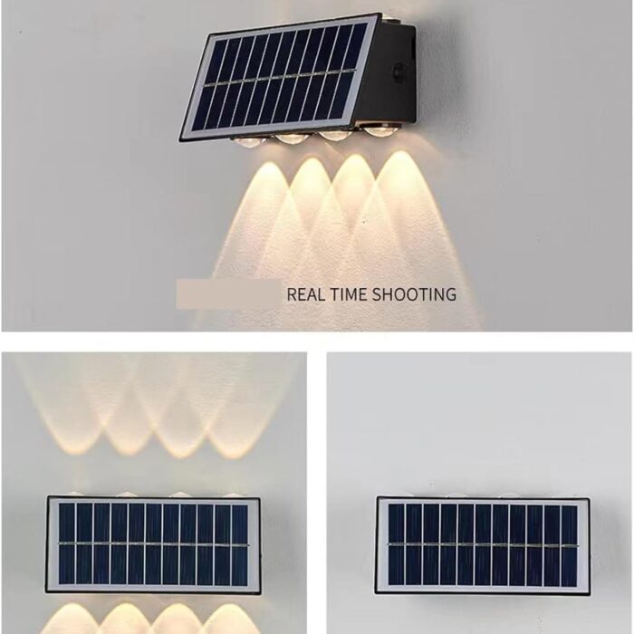 Lámpara solar de pared exterior con 8 LED