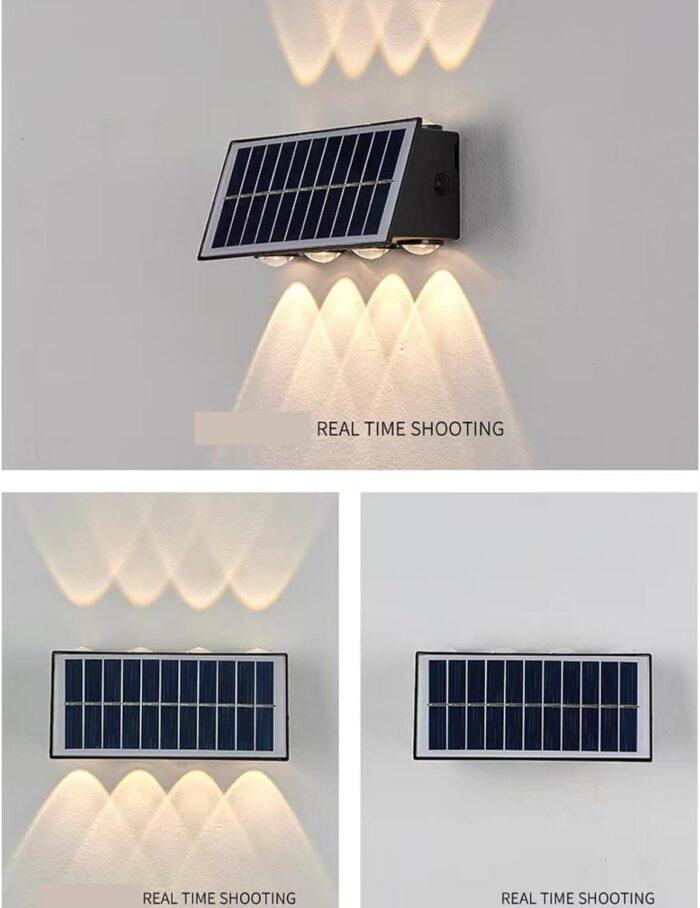 Lámpara solar de pared exterior con 8 LED