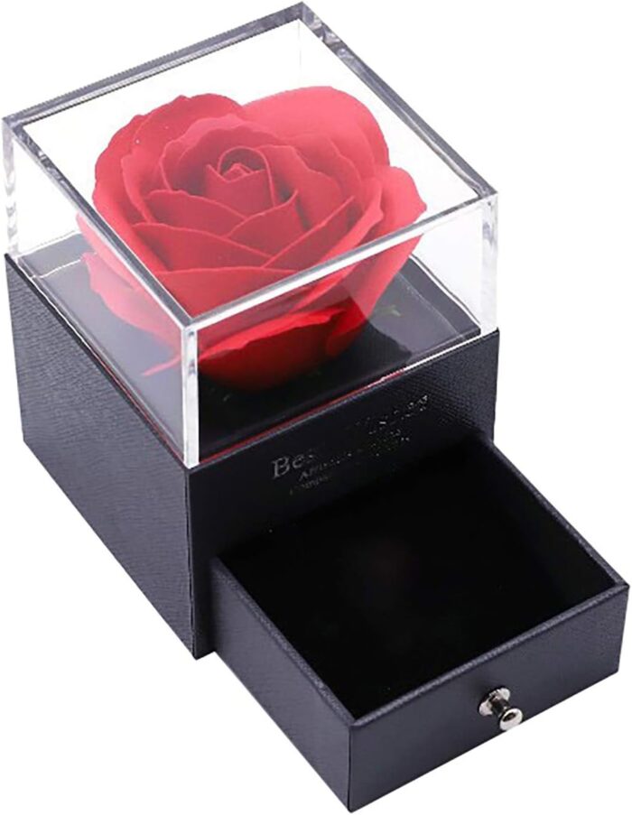 Caja de joyería de rosa eterna