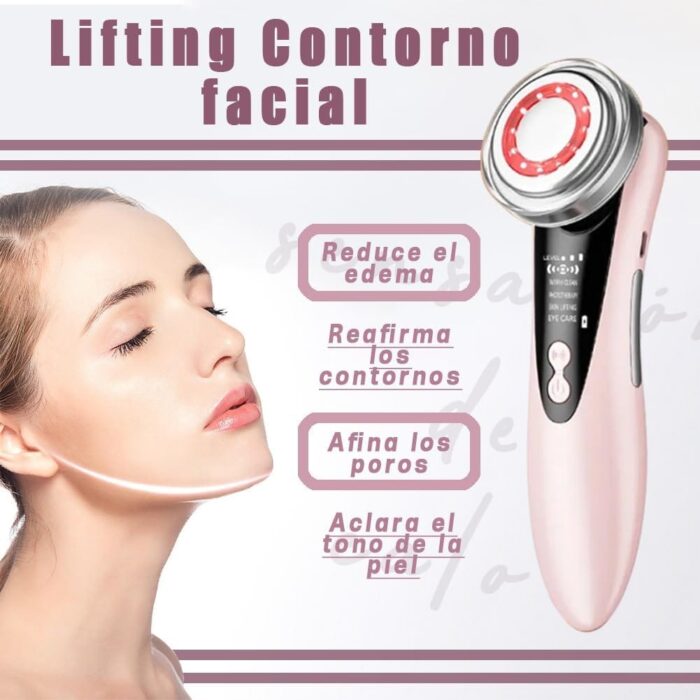 Masajeador facial con frío y calor antiarrugas rosa