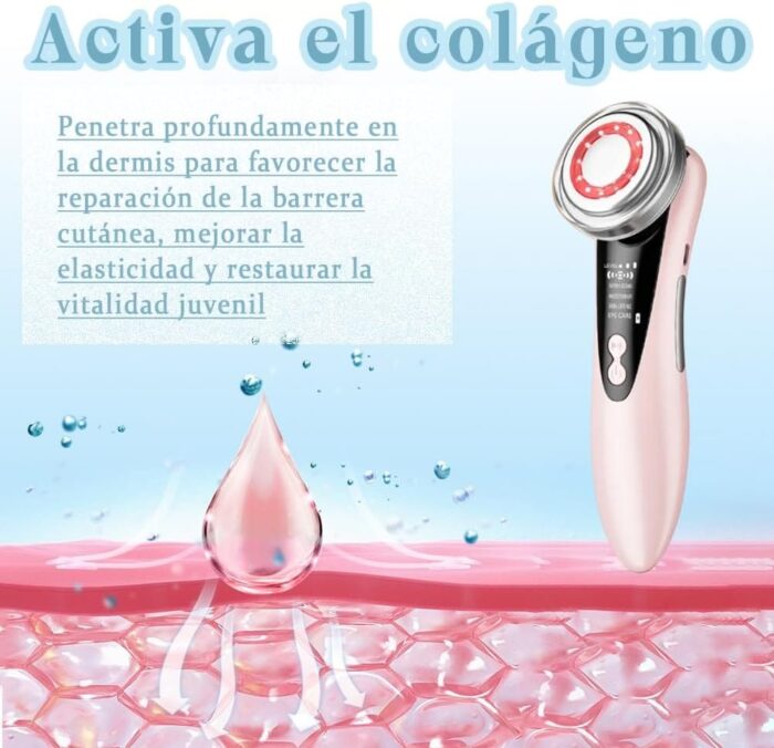 Masajeador facial con frío y calor antiarrugas rosa