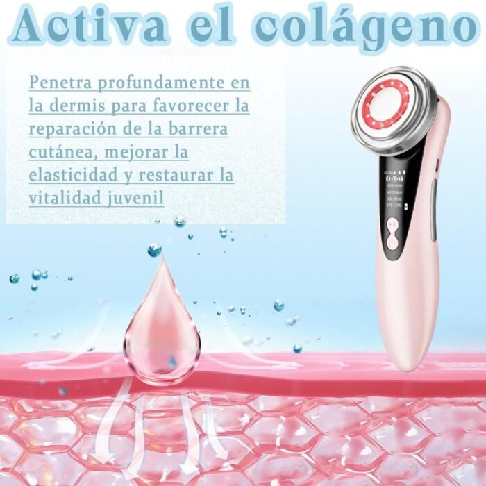 Masajeador facial con frío y calor antiarrugas rosa
