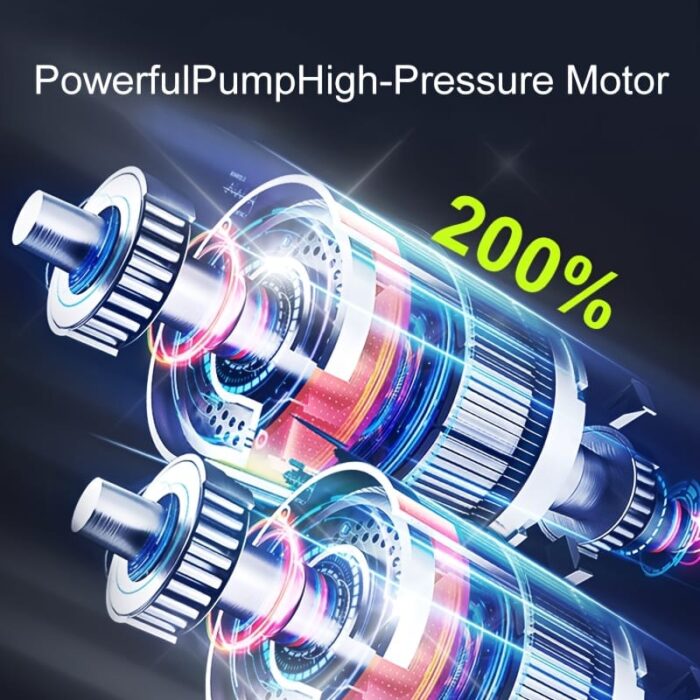 Inflador de neumáticos con compresor de aire portátil, bomba para neumáticos de automóvil de 150 PSI, equipada con un medidor de presión de neumáticos, luz LED y una bomba de neumáticos inalámbrica inteligente de un solo botón tres veces más rápida, adecuada para automóviles, motocicletas, bicicletas y balones deportivos.