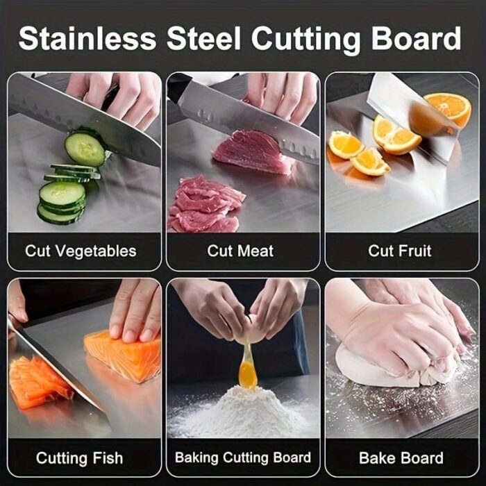 Premium Dual-Sided Titanium Alloy Cutting Board - Food-Grade Stainless Steel, Ideal for Kitchen and Dining Use