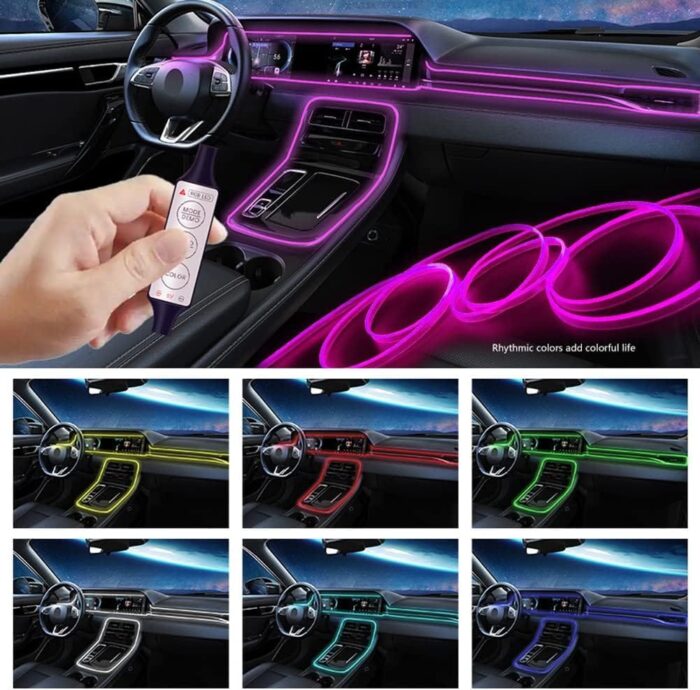 Tira de luz ambiente multifuncional 7 colores RGB para coches