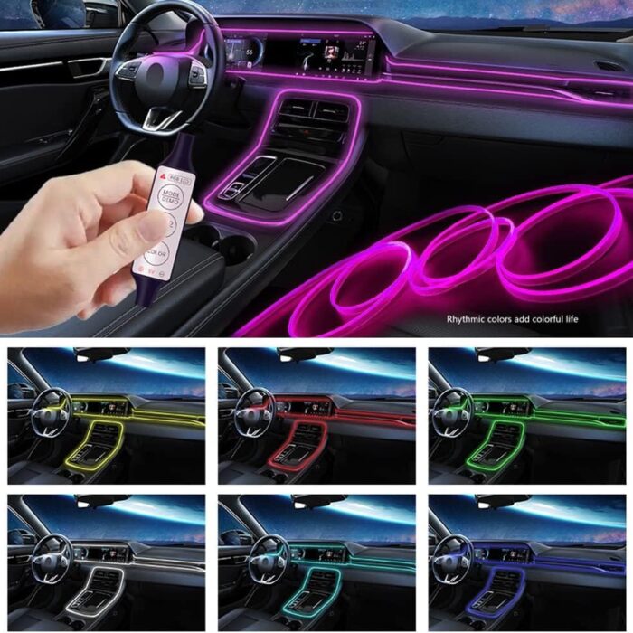 Tira de luz ambiente multifuncional 7 colores RGB para coches