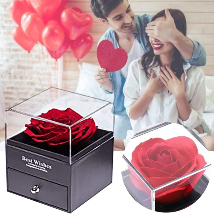 Caja de joyería de rosa eterna