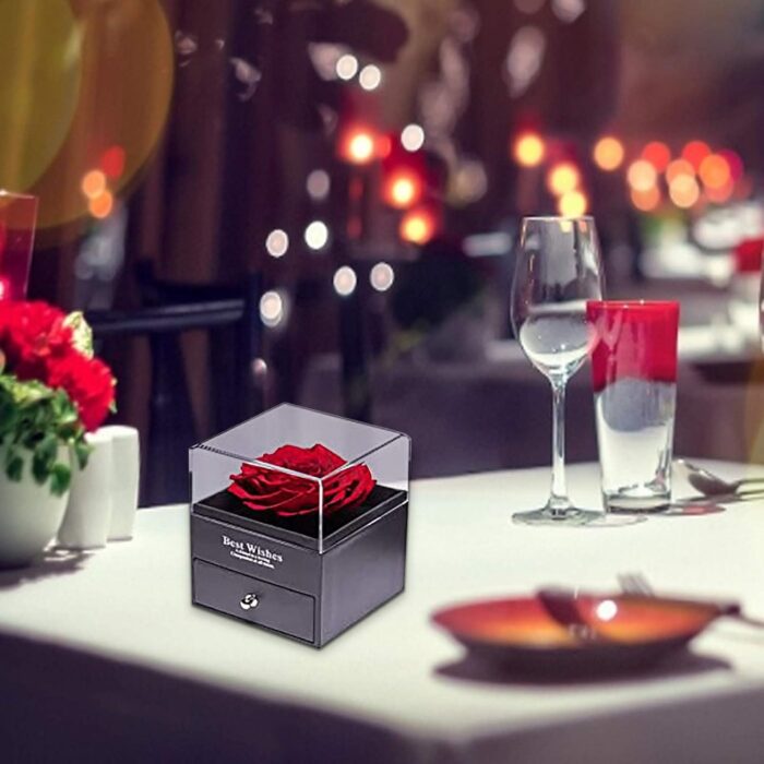 Caja de joyería de rosa eterna