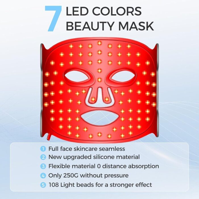 Máscara facial LED con terapia de luz roja para La cara y la piel
