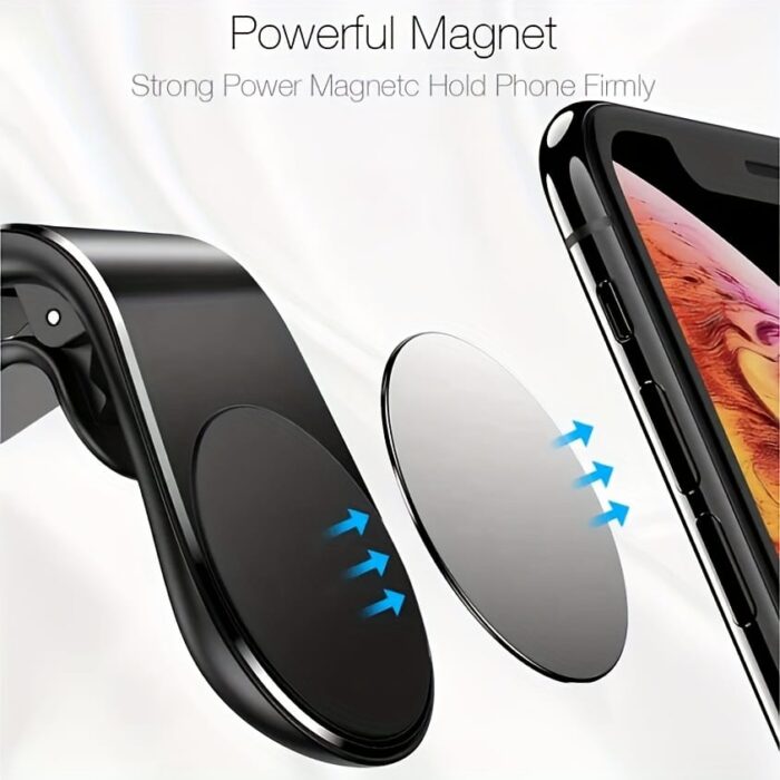 L-Shaped Universal Air Vent Metal Car Phone Mount, Aluminum Alloy, Magnetic, Rust Resistant, with Air Conditioner Outlet Mounting Type for Car