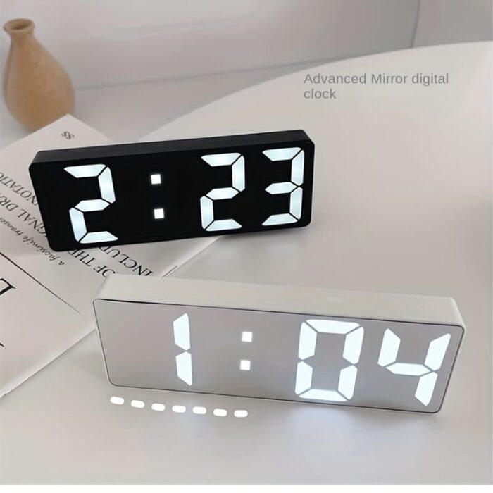 9cdb82c0d470bd0118dbb7bbaffe1dce.jpg 1pc Latest Digital Clock, LED Alarm Clock For Bedroom, Electronic Desktop Clock With Temperature Display, Adjustable Brightness, 12/24 Hours, Hour Clock For Bedroom (No Battery And Adapter)