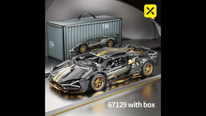 BRZXPROE Building Block Car - Sleek Black & Golden Sports Car Model, Easy-to-Assemble Mechanical Speed Vehicle, Perfect Gift for Birthdays, Christmas, Halloween, Thanksgiving & New Year