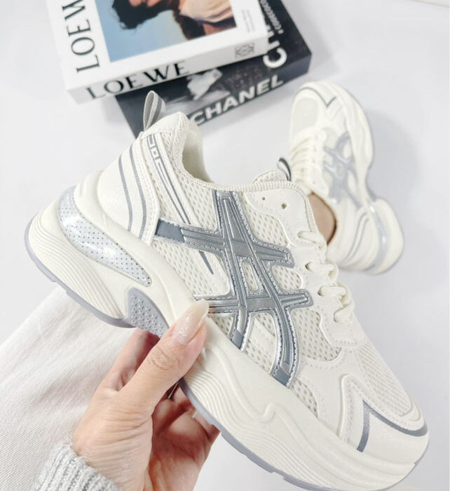 Botines mujer tipo asics filo plata 36