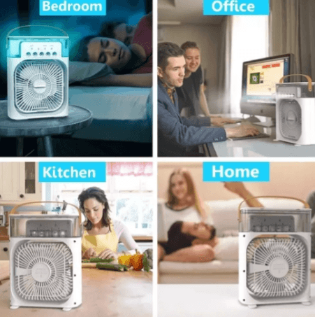 Ventilador humidificador de nebulización azul