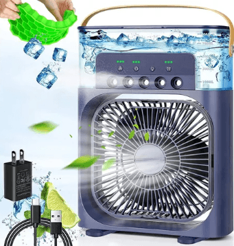 Ventilador humidificador de nebulización azul