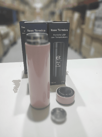 Termo frio y calor con pantalla rosa
