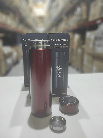 Termo frio y calor con pantalla rojo