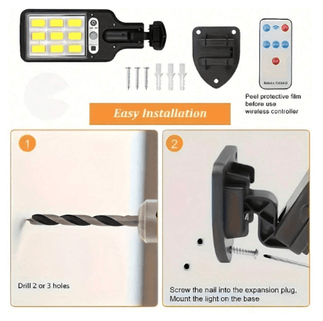 Mini luz solar LED con mando y sensor de movimiento FA-526