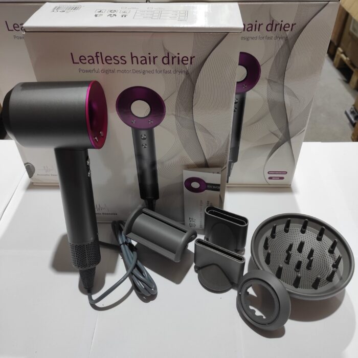 Secador iónico tipo dyson con accesorios