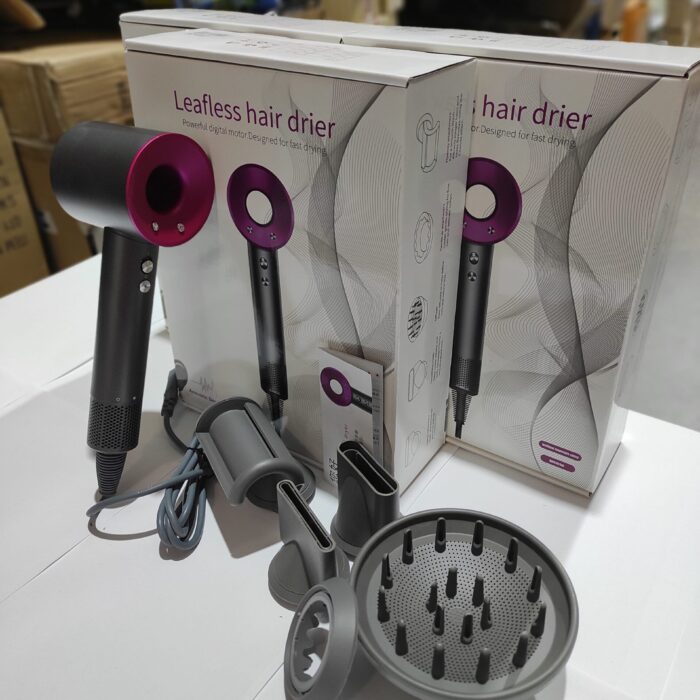 Secador iónico tipo dyson con accesorios