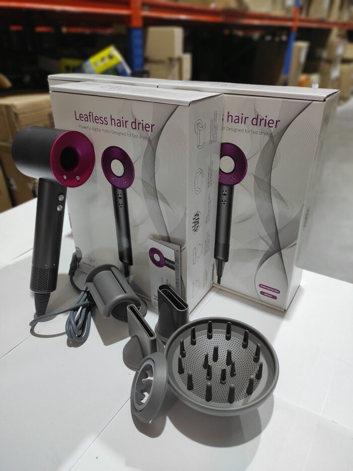 Secador iónico tipo dyson con accesorios