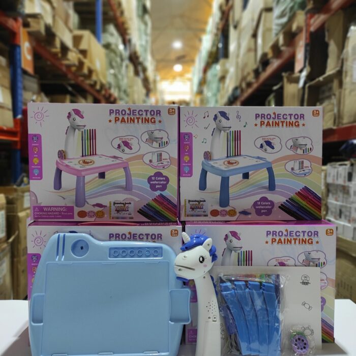 Escritorio de aprendizaje para niños unicornio azul