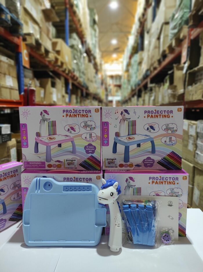Escritorio de aprendizaje para niños unicornio azul