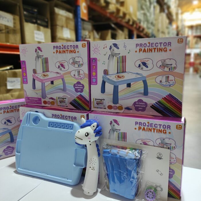 Escritorio de aprendizaje para niños unicornio azul