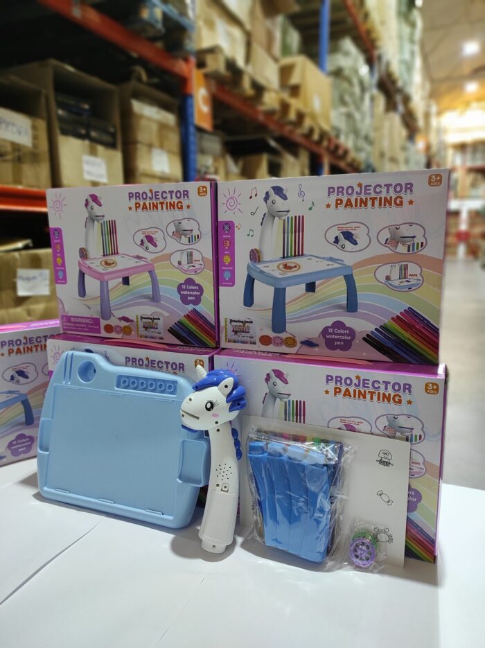 Escritorio de aprendizaje para niños unicornio azul