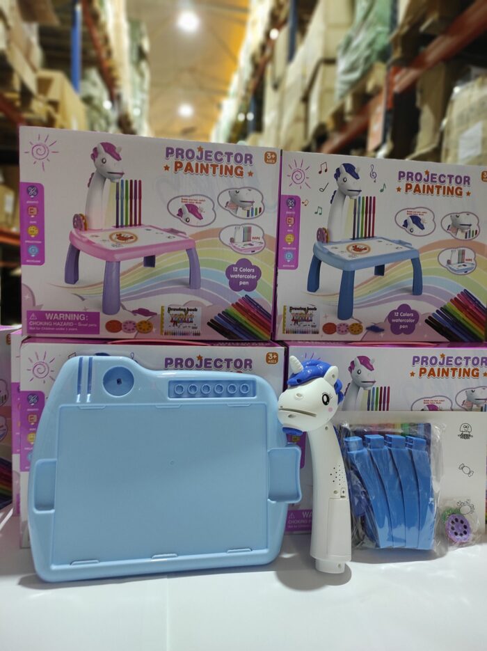 Escritorio de aprendizaje para niños unicornio azul