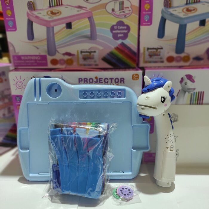 Escritorio de aprendizaje para niños unicornio azul