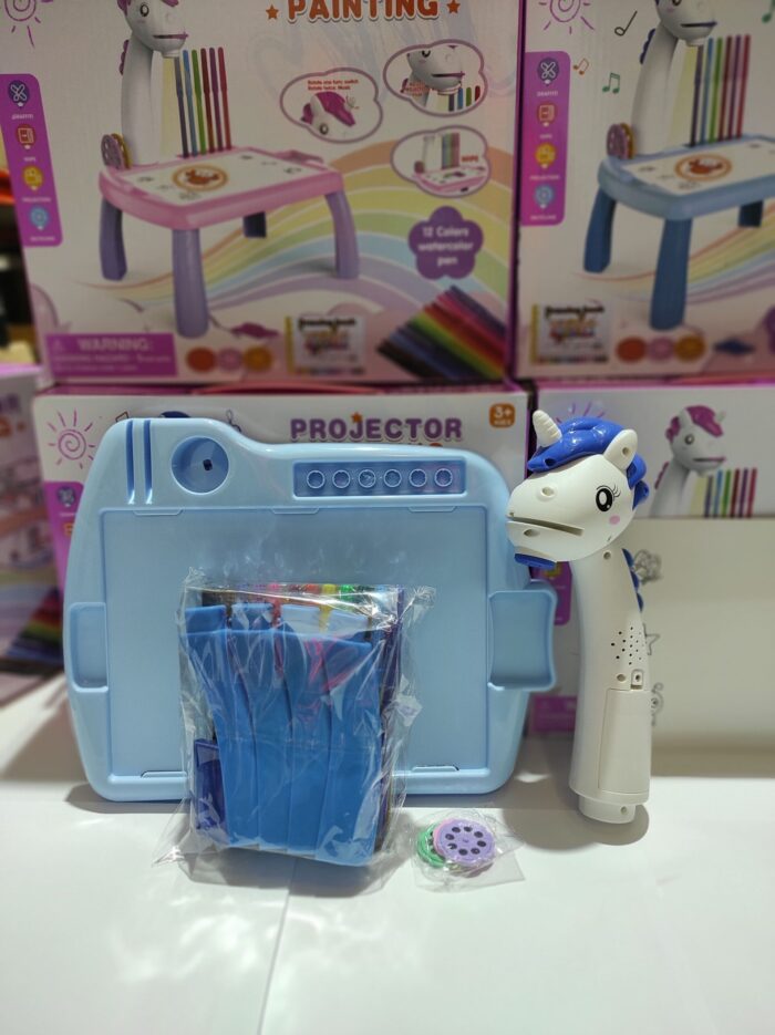 Escritorio de aprendizaje para niños unicornio azul