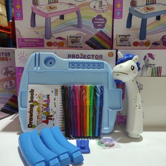 Escritorio de aprendizaje para niños unicornio azul
