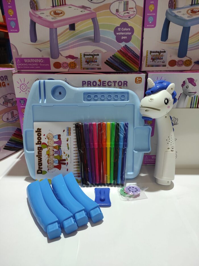 Escritorio de aprendizaje para niños unicornio azul