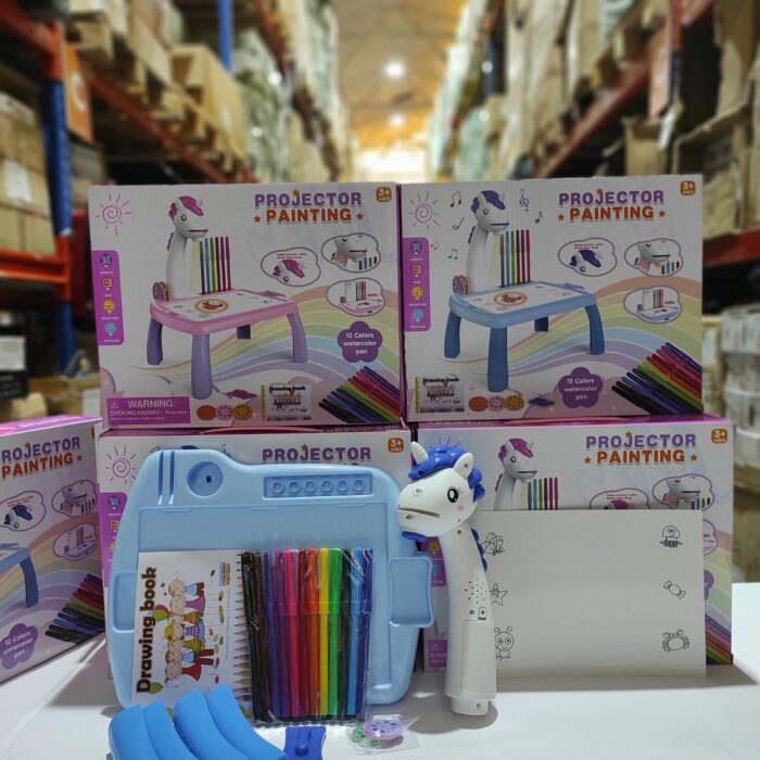 Escritorio de aprendizaje para niños unicornio azul