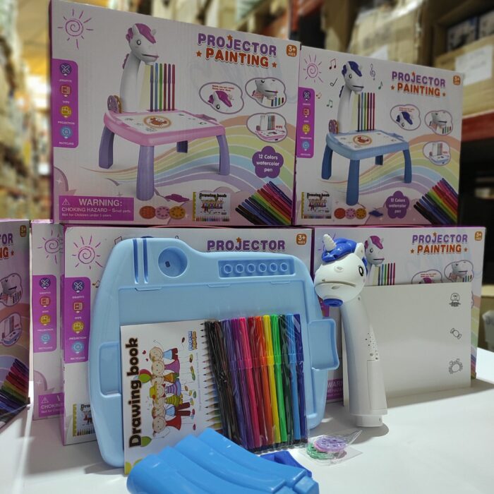 Escritorio de aprendizaje para niños unicornio azul