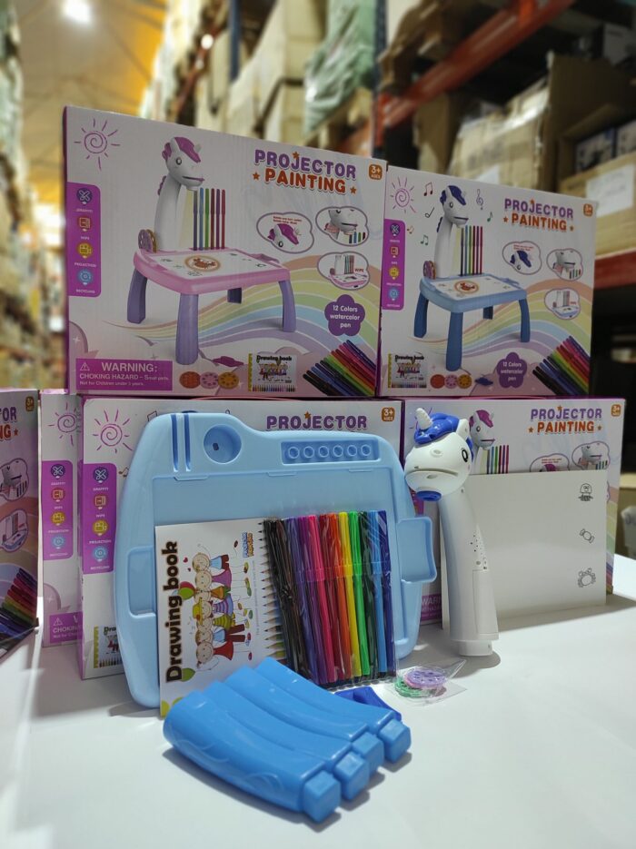 Escritorio de aprendizaje para niños unicornio azul