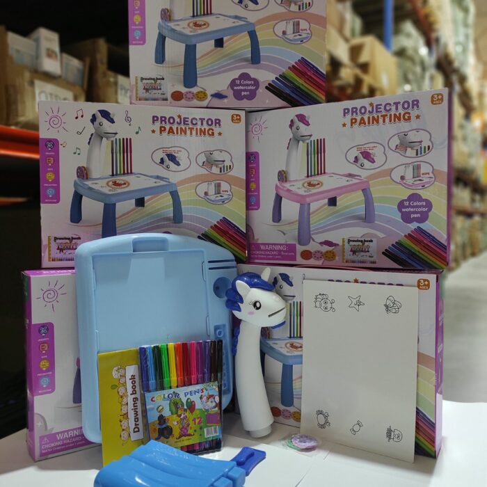 Escritorio de aprendizaje para niños unicornio azul