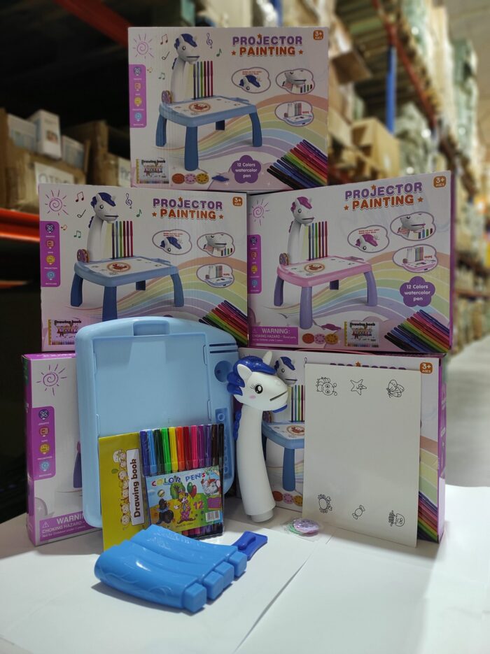 Escritorio de aprendizaje para niños unicornio azul