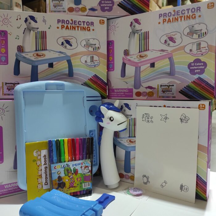Escritorio de aprendizaje para niños unicornio azul
